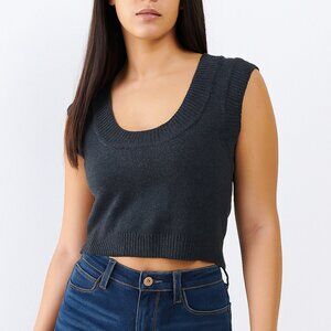 EXPRESS VINTAGE Y2K Cropped knit sweater vest in charcoal grey size L